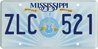 MS license plate ZLC521