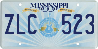 MS license plate ZLC523