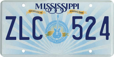 MS license plate ZLC524