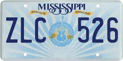 MS license plate ZLC526