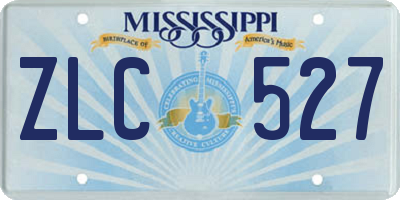 MS license plate ZLC527
