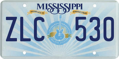 MS license plate ZLC530