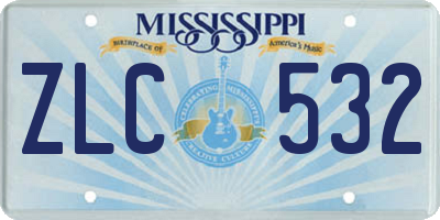 MS license plate ZLC532