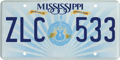 MS license plate ZLC533