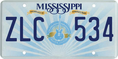 MS license plate ZLC534