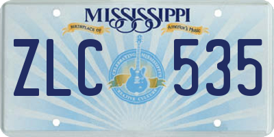 MS license plate ZLC535