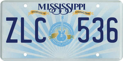 MS license plate ZLC536
