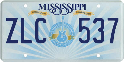 MS license plate ZLC537