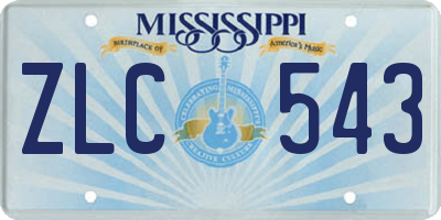 MS license plate ZLC543