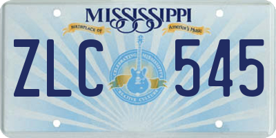 MS license plate ZLC545