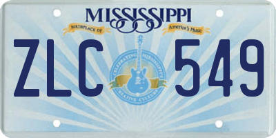 MS license plate ZLC549