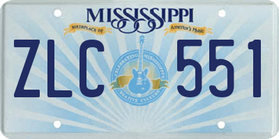 MS license plate ZLC551