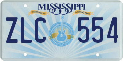 MS license plate ZLC554
