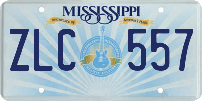 MS license plate ZLC557