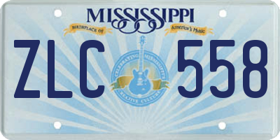 MS license plate ZLC558