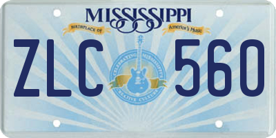 MS license plate ZLC560