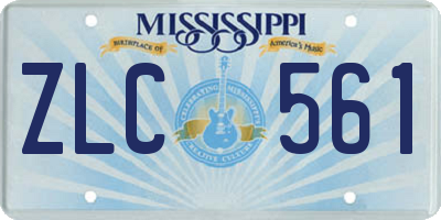 MS license plate ZLC561