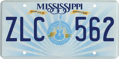 MS license plate ZLC562