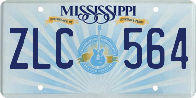 MS license plate ZLC564