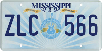 MS license plate ZLC566