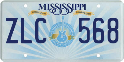 MS license plate ZLC568