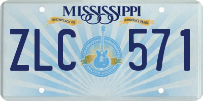 MS license plate ZLC571