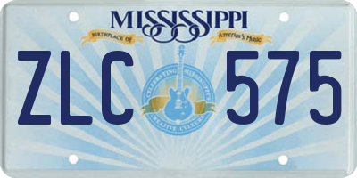 MS license plate ZLC575