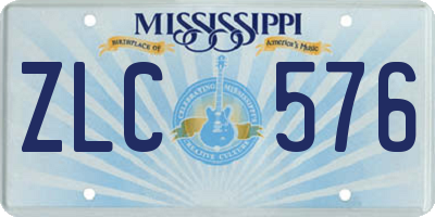 MS license plate ZLC576