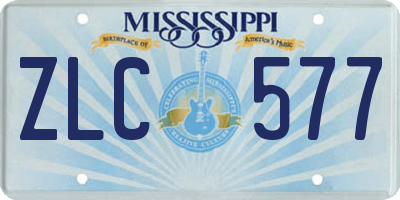 MS license plate ZLC577