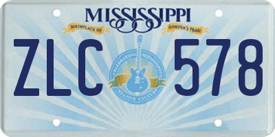 MS license plate ZLC578