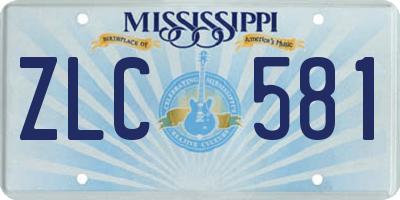 MS license plate ZLC581