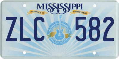 MS license plate ZLC582