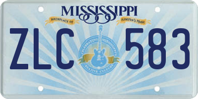 MS license plate ZLC583