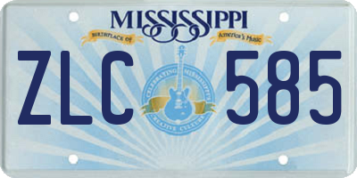 MS license plate ZLC585