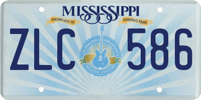 MS license plate ZLC586