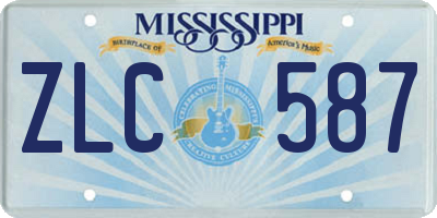 MS license plate ZLC587