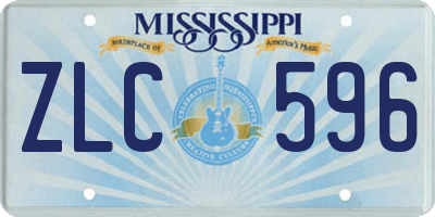 MS license plate ZLC596