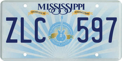MS license plate ZLC597