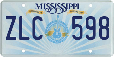 MS license plate ZLC598