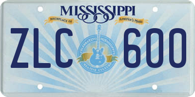 MS license plate ZLC600