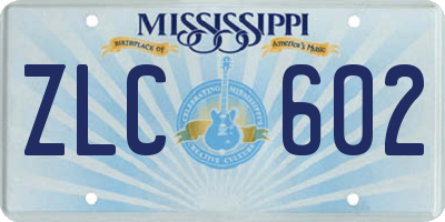 MS license plate ZLC602