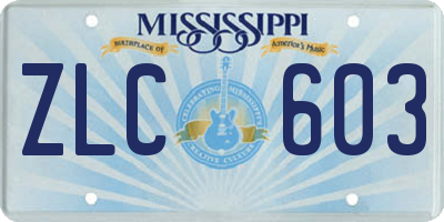 MS license plate ZLC603