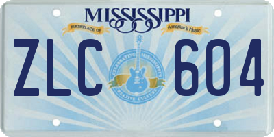 MS license plate ZLC604
