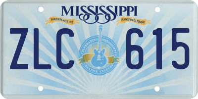 MS license plate ZLC615