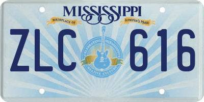 MS license plate ZLC616