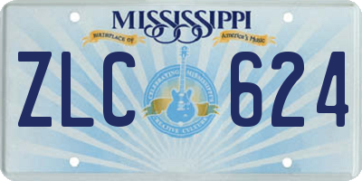 MS license plate ZLC624