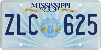 MS license plate ZLC625