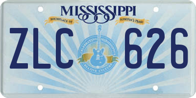 MS license plate ZLC626
