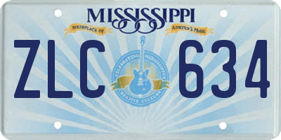 MS license plate ZLC634