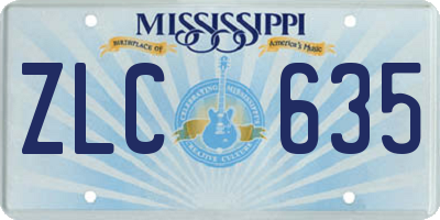 MS license plate ZLC635